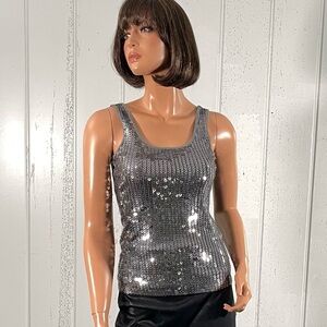 Express Women's Silver Sequins Tank Top Sz XS